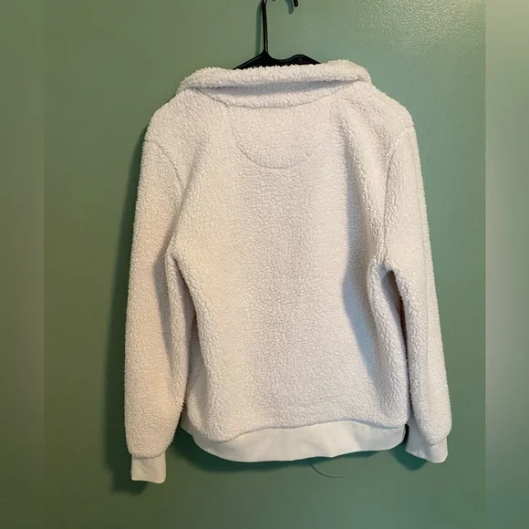 Calvin Klein Off-White Sherpa Cowl Sweater - Picture 4 of 5